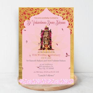 Sri Venkateshwara Swamy Kalyanam Zaproszenie do pobrania cyfrowego szablonu Canva na rocznicę ślubu