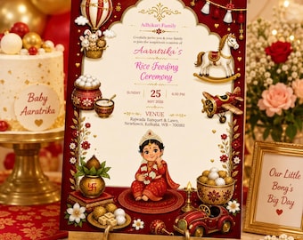 Editable BENGALI BABY GIRL Annaprashan Invitation: Rice Feeding Ceremony (Digital Download)