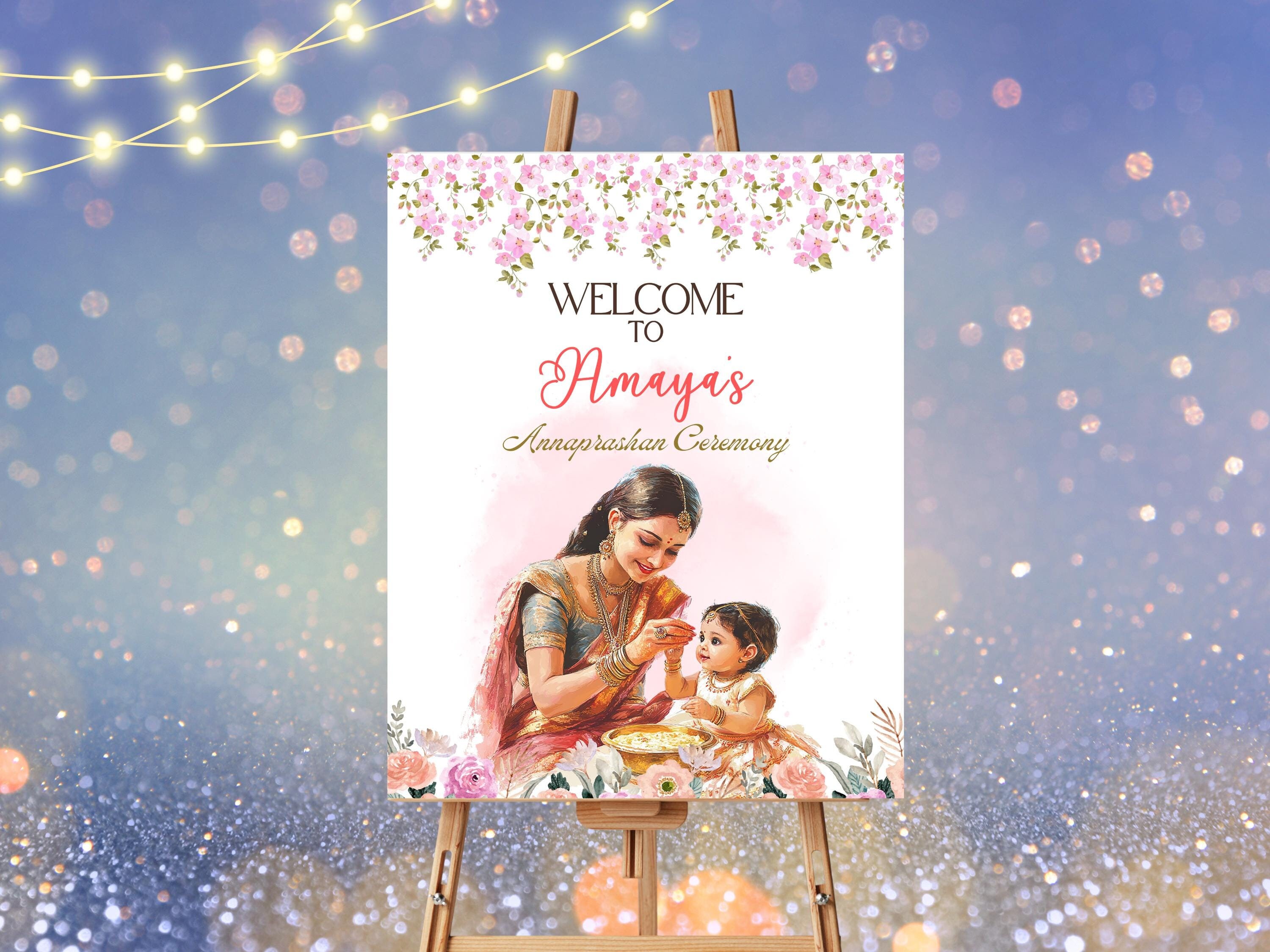 Yellow Rice Ritual Poster Annaprashan Welcome Sign: Rice Ceremony Banner (digital Download) - Etsy