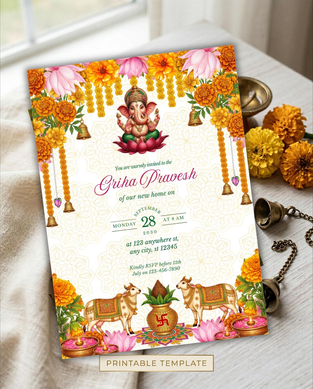 Customizable Indian Housewarming Invitation, Grihapravesh ...