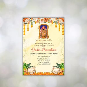 Invitation indienne Griha Pravesh | Faire-part de pendaison de crémaillère | d&#39;invitation Gruha Pravesh | Modèle d&#39;invitation numérique en toile pour la maison