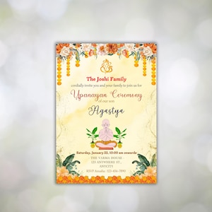Upanayanam Invitation, Thread Ceremony, Janeu Ceremony Invitation | Upanayana Invitation | Jandhyam, Poonul, Munja, Janivara Yonya digital