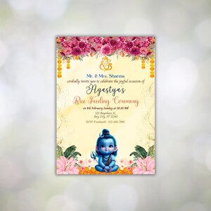 Invito modificabile Baby Shiva Annaprashan, cerimonia di alimentazione del riso invito Pasni Mukhe Bhaat Onnoprashon svezzamento neonato DOWNLOAD DIGITALE