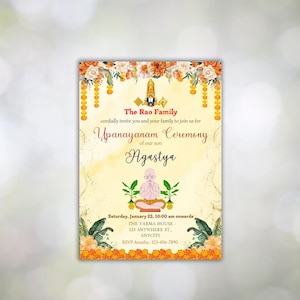 Upanayanam Invitation, Thread Ceremony, Janeu Ceremony Invitation | Upanayana Invitation | Jandhyam, Poonul, Munja, Janivara Yonya digital