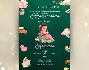 Editable Annaprashan Invitation: Rice Feeding Ceremony (Digital Download)