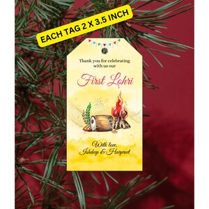 Lohri Thank you 6 tags, Couple First Lohri tag, Instant Digital Download, Editable Canva Template, Lohri Party Return Gift Tags Label