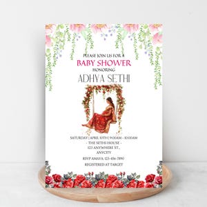 Indian Baby Shower Invite, Seemantham, Valaikappu, Godh Bharai Invitation Canva Digital Template