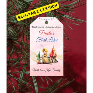 Lohri Thank you 6 tags, Baby Girl First Lohri tag, Instant Digital Download, Editable Canva Template, Lohri Party Return Gift Tags Label