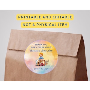 Baby Boy First Lohri Sticker: Editable Canva Template (Digital Copy Only)