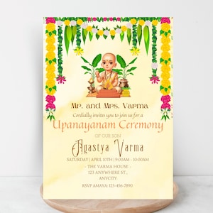Upanayanam Invitation, Thread Ceremony, Janeu Ceremony Invitation | Upanayana Invitation | Jandhyam, Poonul, Munja, Janivara Yonya digital