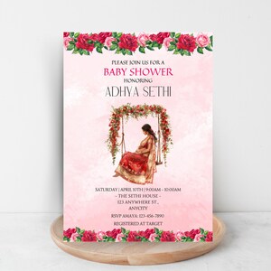 Indian Baby Shower Invite, Seemantham, Valaikappu, Godh Bharai Invitation Canva Digital Template