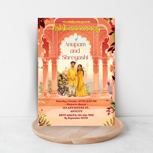 Vibrant Indian Couple Haldi Invitation | Pithi, Maiyan, Tel baan, Gaye Holud, Ubtan, Mandha Ceremony Invitation | Digital Invitation