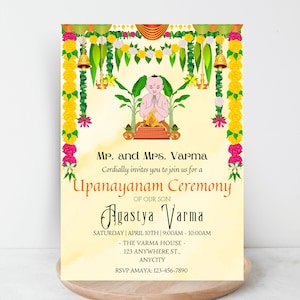 Upanayanam Invitation, Thread Ceremony, Janeu Ceremony Invitation | Upanayana Invitation | Jandhyam, Poonul, Munja, Janivara Yonya digital