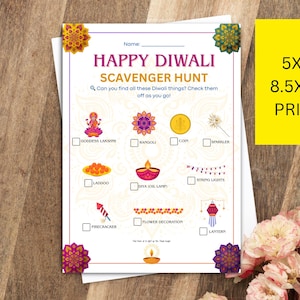 Diwali Scavenger Hunt Game: Festival of Lights Party Activity (Printable PDF & PNG Files)