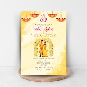 Vibrant Indian Couple Haldi Invitation | Pithi, Maiyan, Tel baan, Gaye Holud, Ubtan, Mandha Ceremony Invitation | Digital Invitation