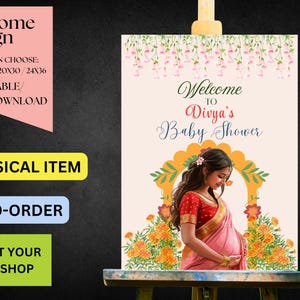 Indische Babyparty Willkommensschild, Dahi Chiura, Godh Bharai Willkommen Banner Yard Schild Digital Nur Seemantham, Valaikappu Indisches Willkommensschild