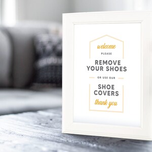 Remove Shoes Sign for Real Estate - Yellow