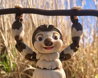Flexi Sloth with Tree, 3D Printed Articulated Animal Toy and Gift