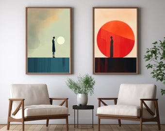 Eternal Bonds - Original Friendship or Marriage Wall Art Prints | Living Room Dining Room Art - Set of 2 Artworks, Minimalist
