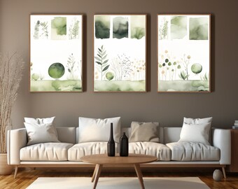 Minimalist Nature Framed Prints -  Minimalist Artwork - Original Wall Art | Set of 3 Japandi Inspired Artworks