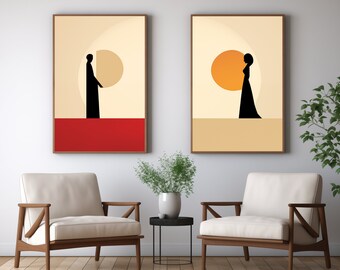 Eternal Bonds - Original Friendship or Marriage Wall Art Prints | Living Room Dining Room Art - Set of 2 Artworks, Minimalist