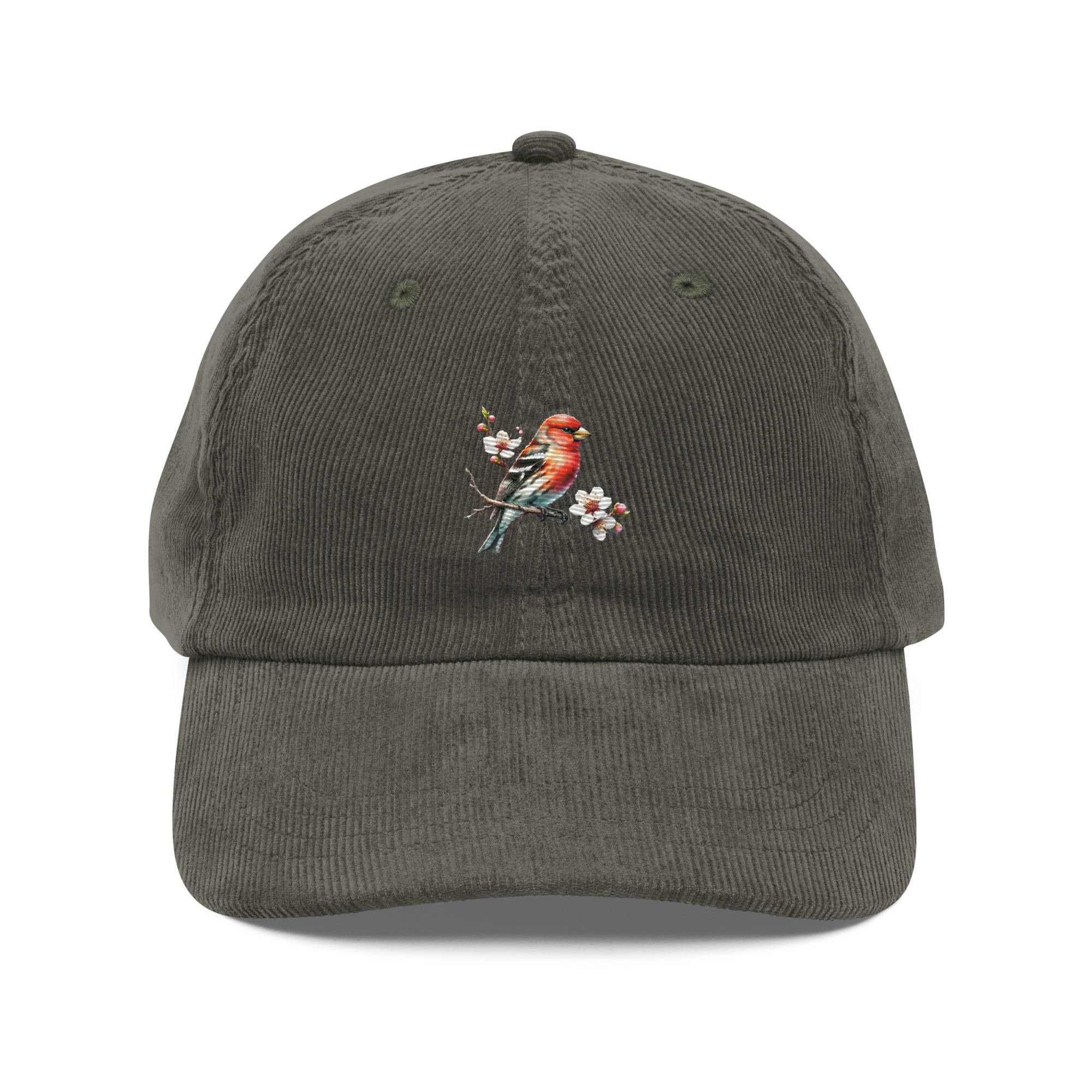 Bird and Flower Hat Embroidered Corduroy Cap - Etsy Israel display picture 1