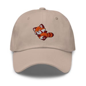 Cute Red Panda Running Embroidered Hat, Gift For Panda Lovers Baseball Cap, Dad Cap Gifts, Gift for Dad Gift for Mom Hat Panda Cap