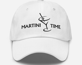 Martini Time Dad Cap – geborduurde cocktailhonkbalhoed voor barmannen, espresso-martinihoed, geborduurde papahoed, vrijgezellenmutsen