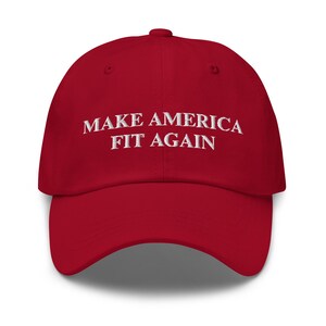 Make America Fit Again Hat Embroidered Hat Make America Great Again MAGA HAT Baseball Hat Red Donald Trump Hat Gym Hat Fitness Hat