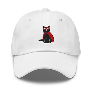 Superhero Cat Hat Embroidered Dad Cap | Cute Black Cat
