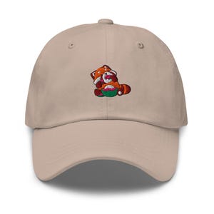 Cute Red Panda Eating Watermelon Embroidered Hat, Gift For Panda Lovers Baseball Cap, Dad Cap Gifts, Gift for Dad Gift for Mom Hat Panda