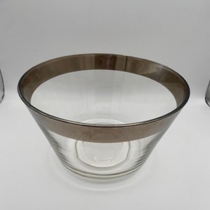 Vintage MCM Dorothy Thorpe Large Footed Salad or Punch Bowl 11&quot;Dia. 6.5&quot;H Allegro or Silver Band