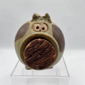 Cofrinho de cerâmica vintage com cortiça, década de 1970