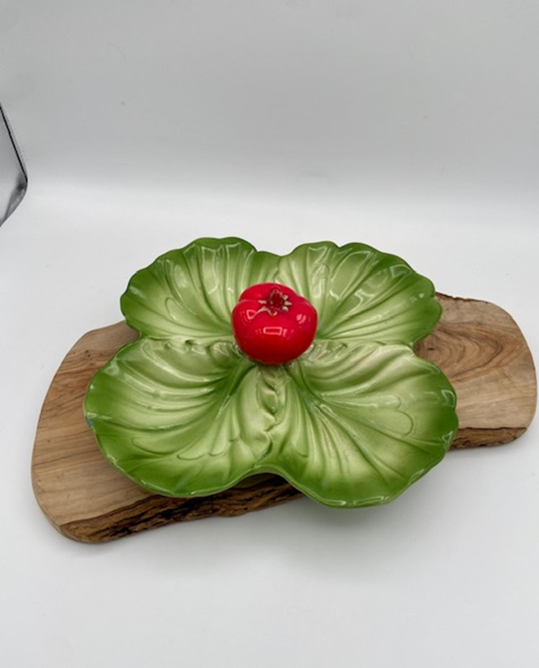 Vintage Brad Keeler Pottery 1940's Red Tomato Lettuce Leaf