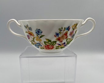 Vintage John Aynsley Cottage Garden Cream Soup Bowl Discontinued Pattern