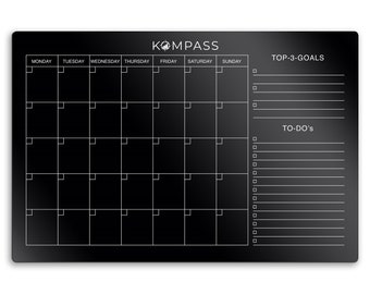 COMPASS MONTHLY PLANNER | Monthly calendar magnetic board made of acrylic glass | wipeable & magnetic | Incl. To Do List | 60x40cm | White
