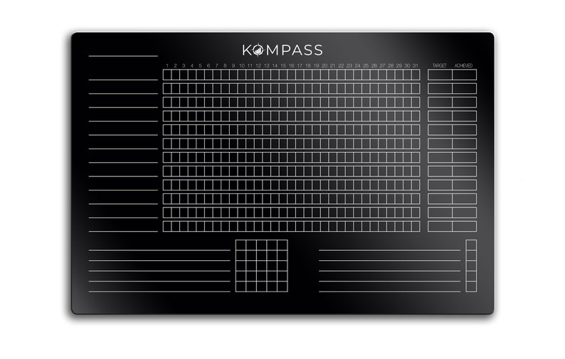 COMPASS Habit Tracker Habit Tracker Wall planner magnetic board made of acrylic glass wipeable Whiteboard 60x40cm Black image 2