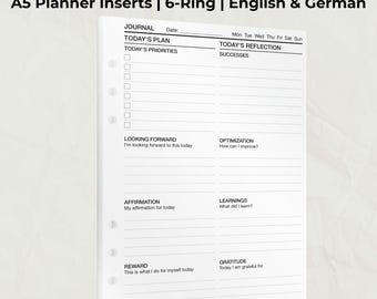 Journal Inserts – A5 Planner Refills | 30 Sheets for Gratitude, Mindfulness & Self-Reflection | Personal Growth