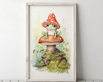 Kikker op een paddestoel