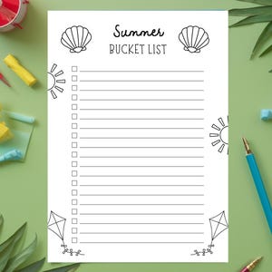 Summer Bucket List Printable, Summer Break Bucket List Template, Summer Activities Checklist, Summer To Do List, Editable, Instant Download
