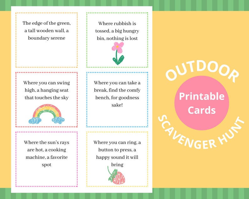 Outdoor Treasure Hunt Clues for Kids: Printable Scavenger Hunt Game ...
