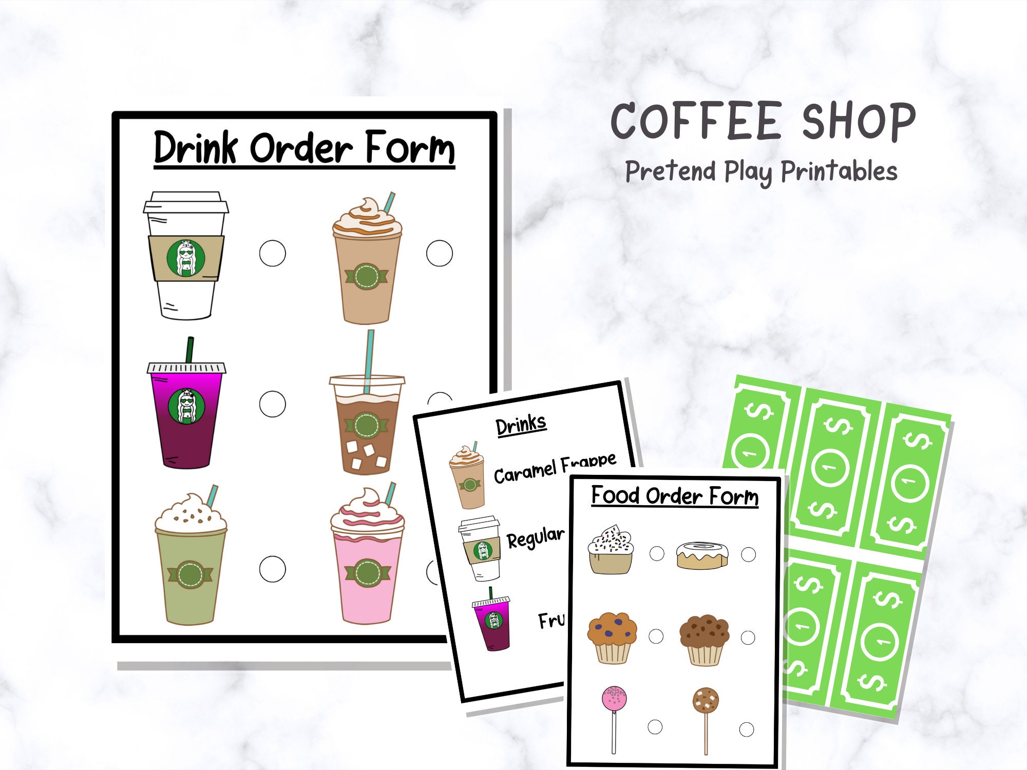 Whimsical Coffee Shop Pretend Play Set - Instant Download - Etsy