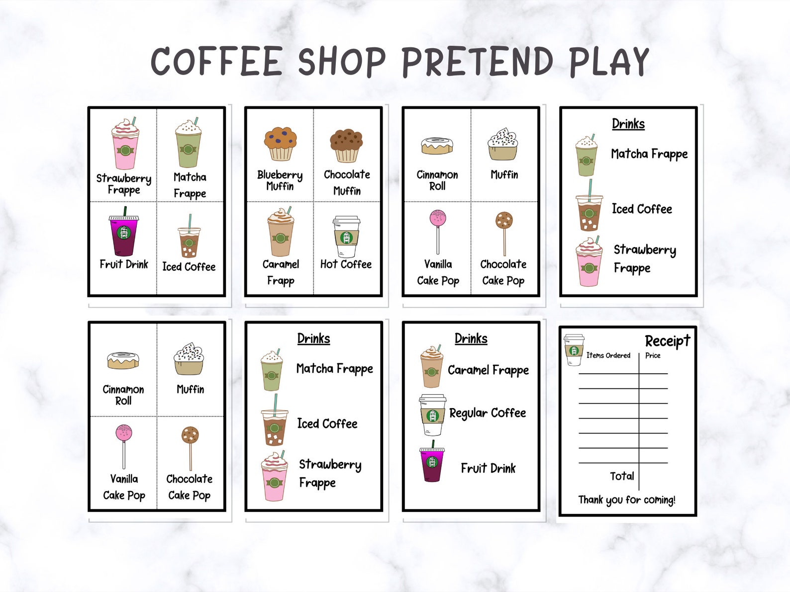 Pretend Play Printables, Coffee Shop Printables, Digital Download - Etsy
