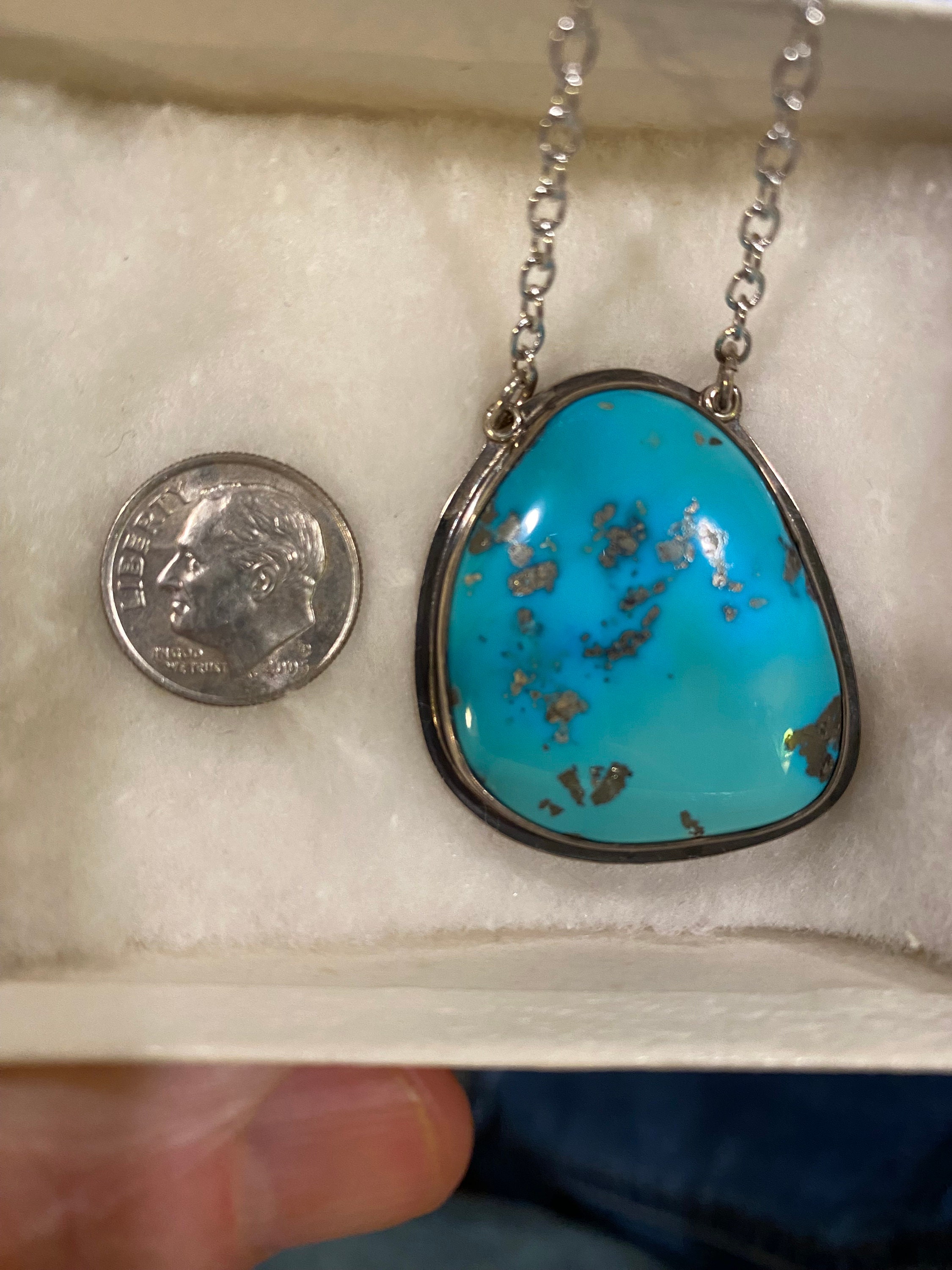 Vintage Cloud Mountain Turquoise With Pyrite & Sterling Silver Pendant ...