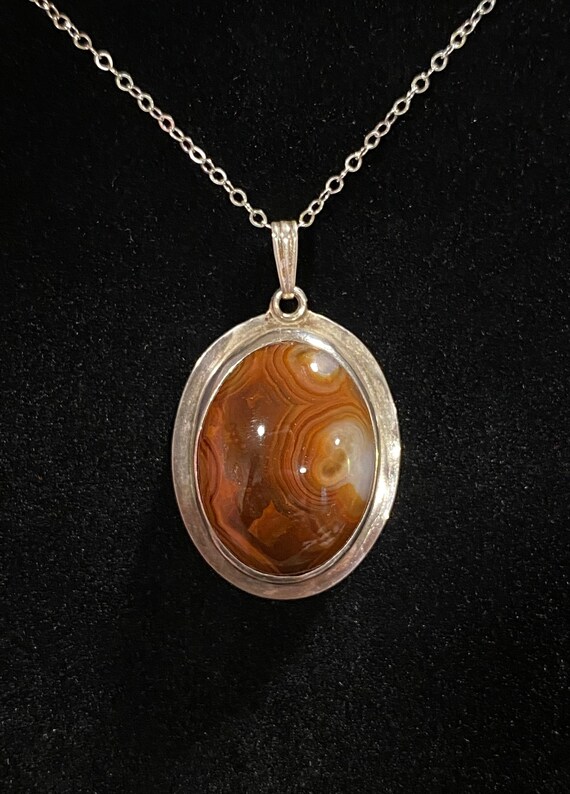 Vintage Southwest Agate and Sterling Silver Pendan