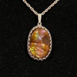 Vintage Fire Agate and Sterling Silver Pendant