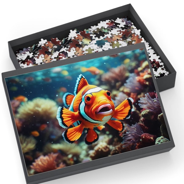 Puzzle poisson-clown, 500 ou 1000 pièces, style mosaïque, famille, adulte, soirée jeux