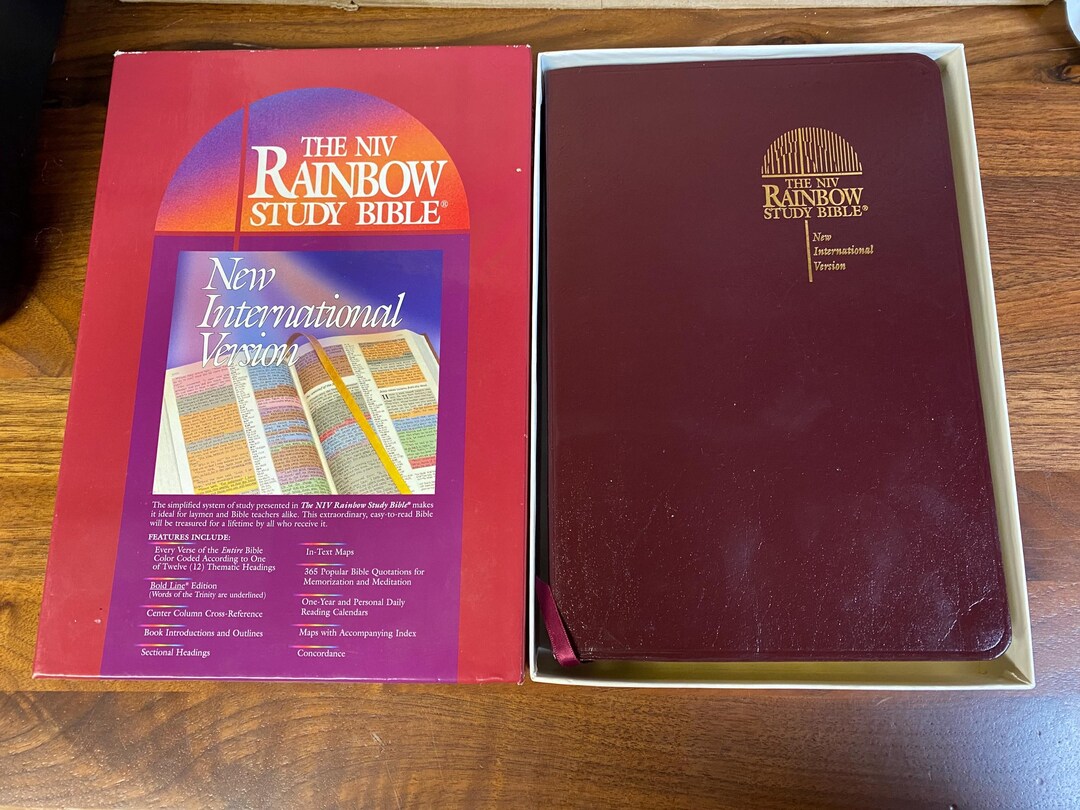 The Rainbow Study Bible Niv/imitation Leather Burgundy Box (1996) Indexed NIB - Etsy