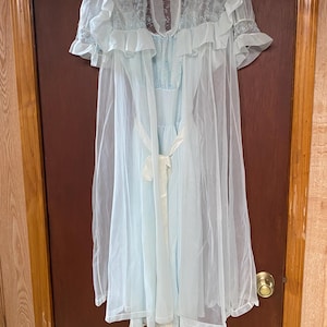 Vintage Kickernick Sheer Chiffon Lingerie Peignoir Robe & Nightgown Small / 34