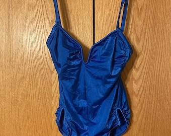 robby len swim fashions blue swimsuit vintage one piece size 10 Union Made
